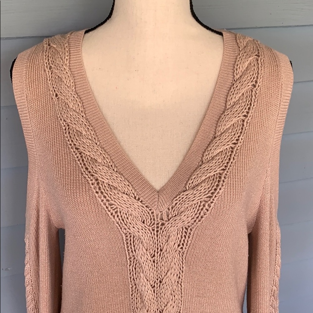 WHBM Braided Detail Cold Shoulder Sweater Top - Picture 7 of 16